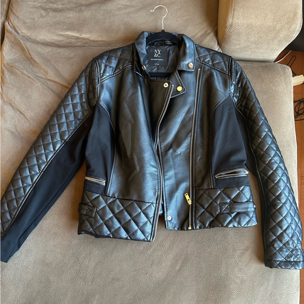 NY&Co quilted leather jacket